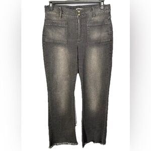 Spartina 449 Juliette Jeans Womens 8 Charcoal Black High Rise Raw Hem Kick Flare